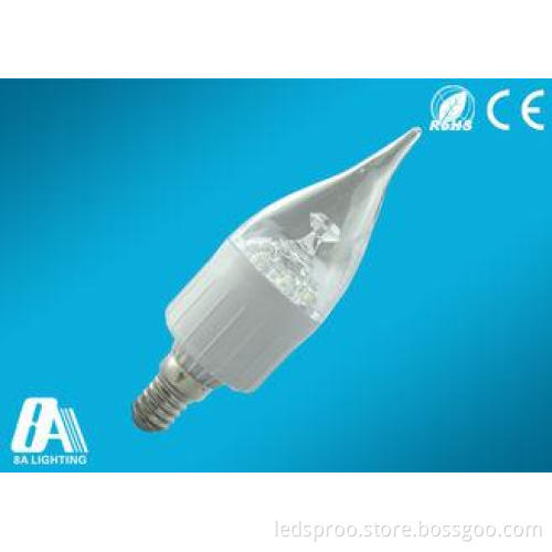 300 Lumens E14 3W LED Light Candle Bulbs PC cover Cool Whit